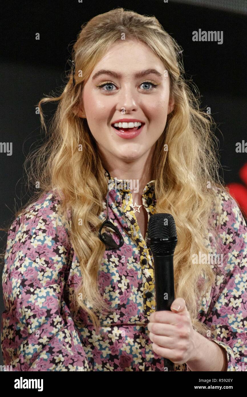 Chiba, Japan. 30th Nov, 2018. American actress Kathryn Newton speaks during a stage greeting for the movie Pokemon Detective Pikachu during the Tokyo Comic Con 2018 at Makuhari Messe International Exhibition Hall in Chiba. Organizers expect approx. 50,000 visitors during the third annual edition of Tokyo Comic Con which is taking place from November 30 to December 2. Credit: Rodrigo Reyes Marin/ZUMA Wire/Alamy Live News Stock Photo