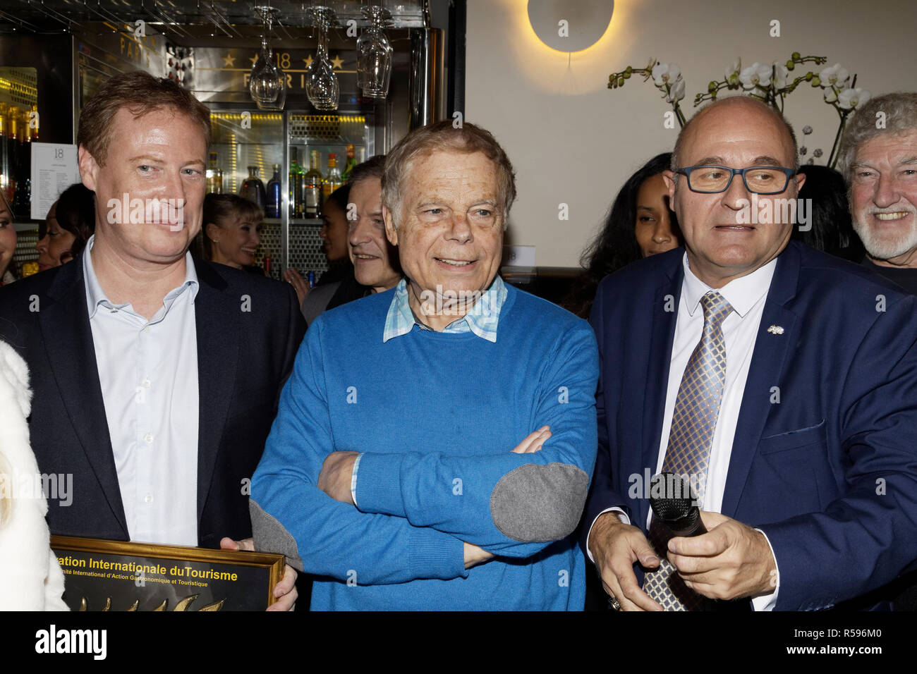 Paris, France. 29th Nov, 2018. Thomas Chaumette, Gérard Majax and Jean-Eric  Duluc - Jean-Eric Duluc, President of the International Federation of  Tourism awarded the 2018 Lauriers d'or of Excellence International Hotel  Tourism