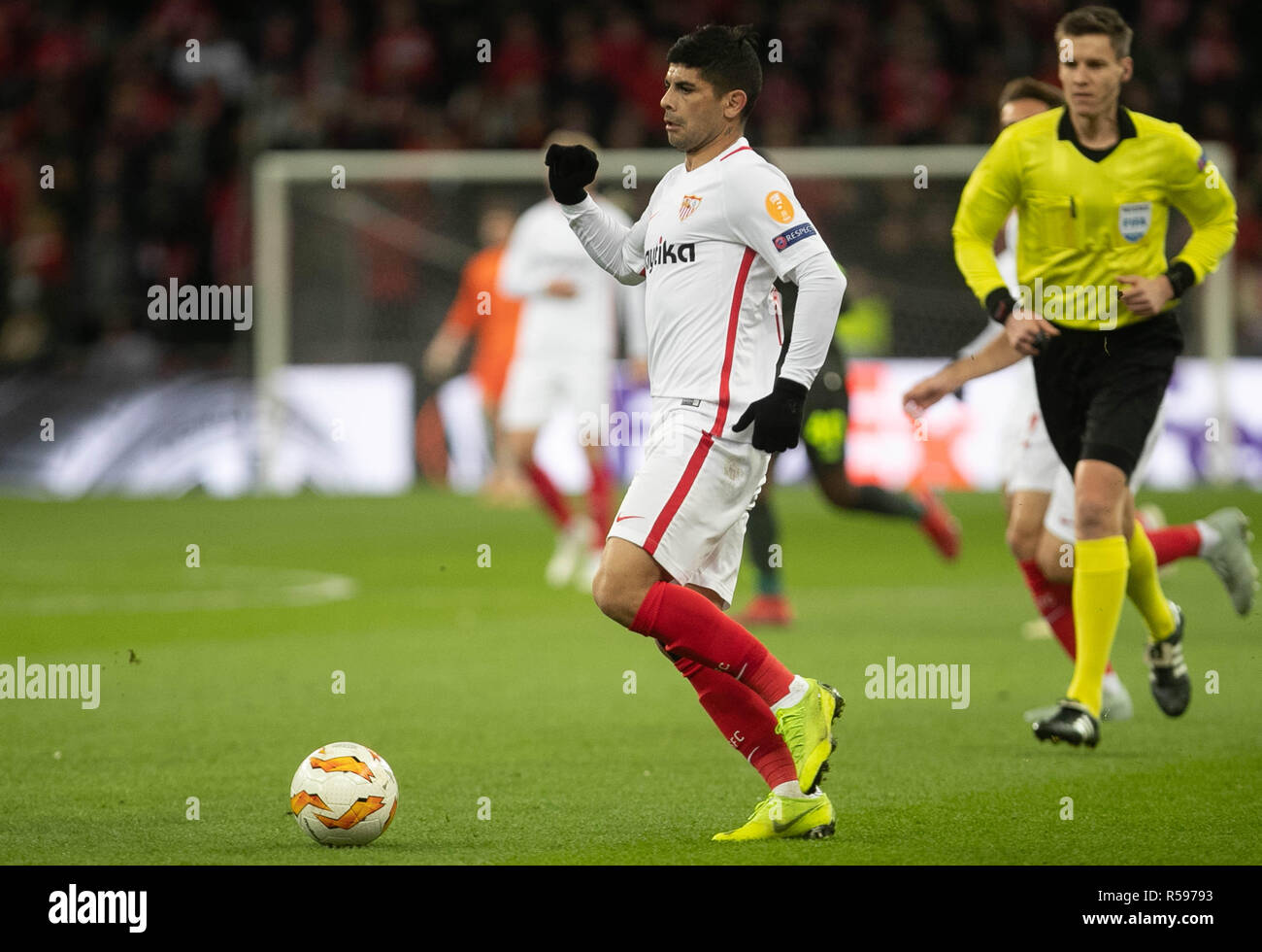 Liege, Belgium. 29th Nov 2018. Ever Banega ( FC Sevilla) during the