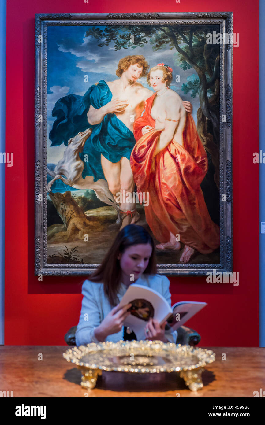 London, UK. 30th Nov 2018. Sir Anthony van Dyck, Double portrait of George Villiers, Marquess and later 1st Duke of Buckingham (1592-1628) and his wife, Katherine Manners (1603-1649), as Venus and Adonis, Estimate GBP 2,500,000 from The Eric Albada Jelgersma Collection: Evening sale - GBP 3,500,000 - Classic week at Christies King Street. Credit: Guy Bell/Alamy Live News Stock Photo