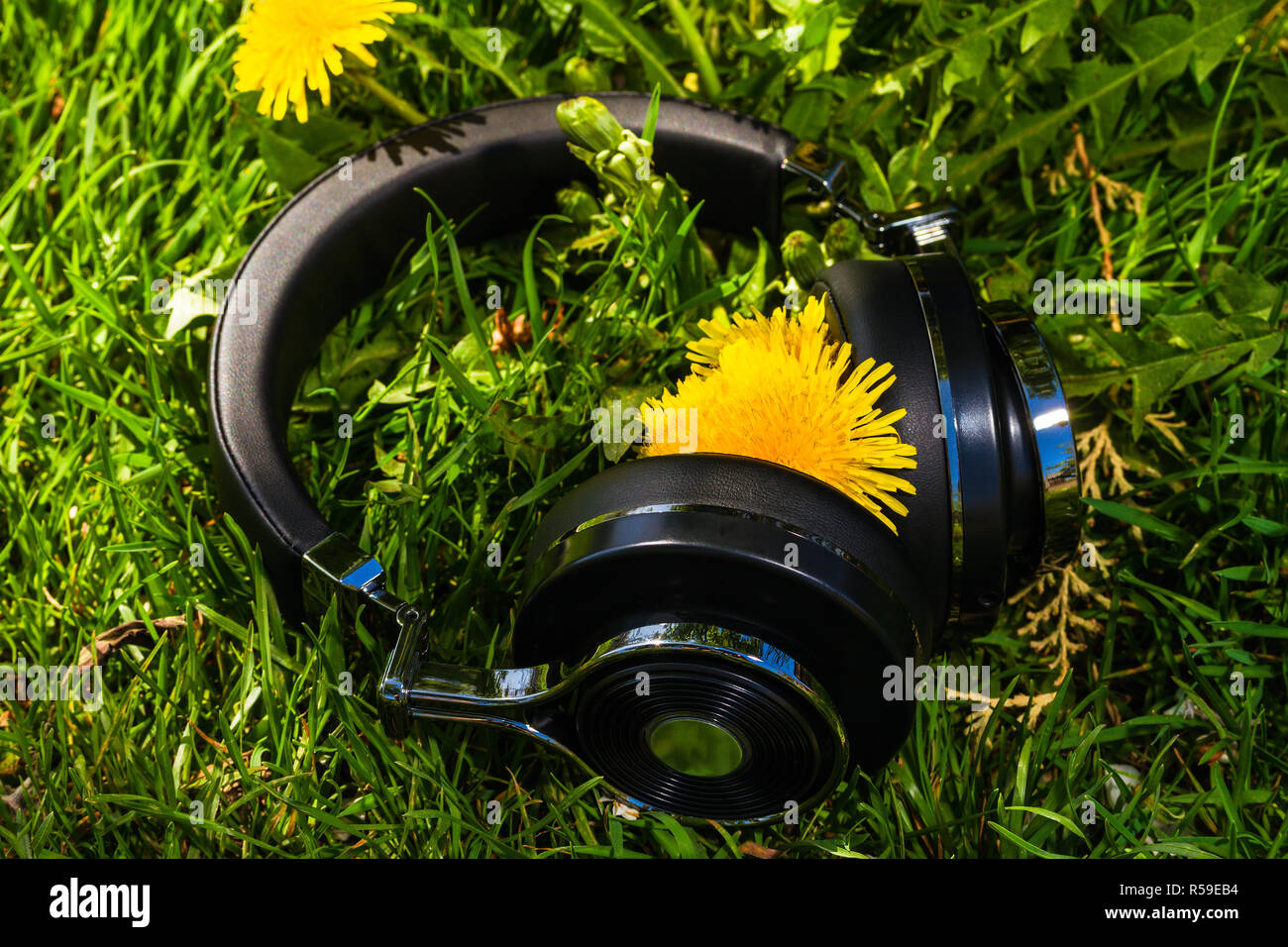 wireless travel headphones Stock Photo