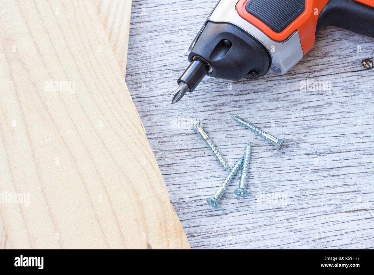 Carpentry Tools, electric screwdriver Stock Photo Alamy