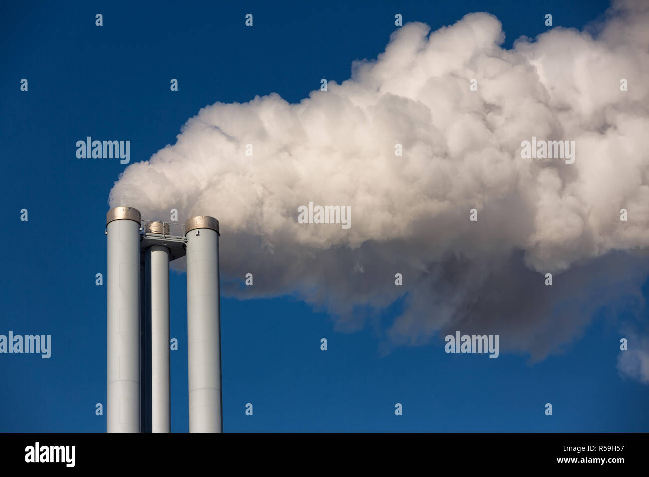 smokestack of a power plant Stock Photo