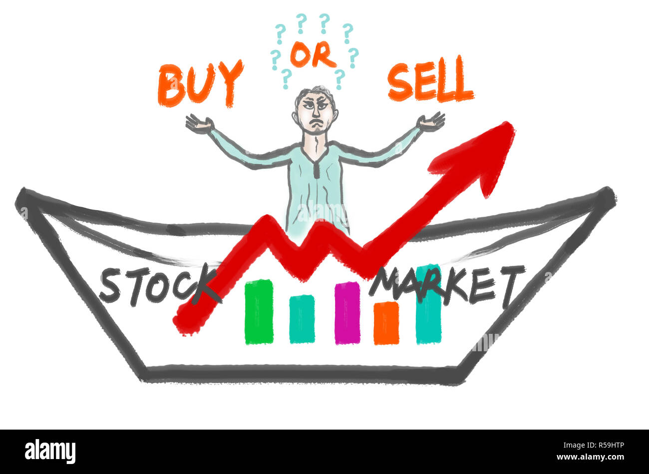 Stock market trend cartoon material Stock Photo - Alamy
