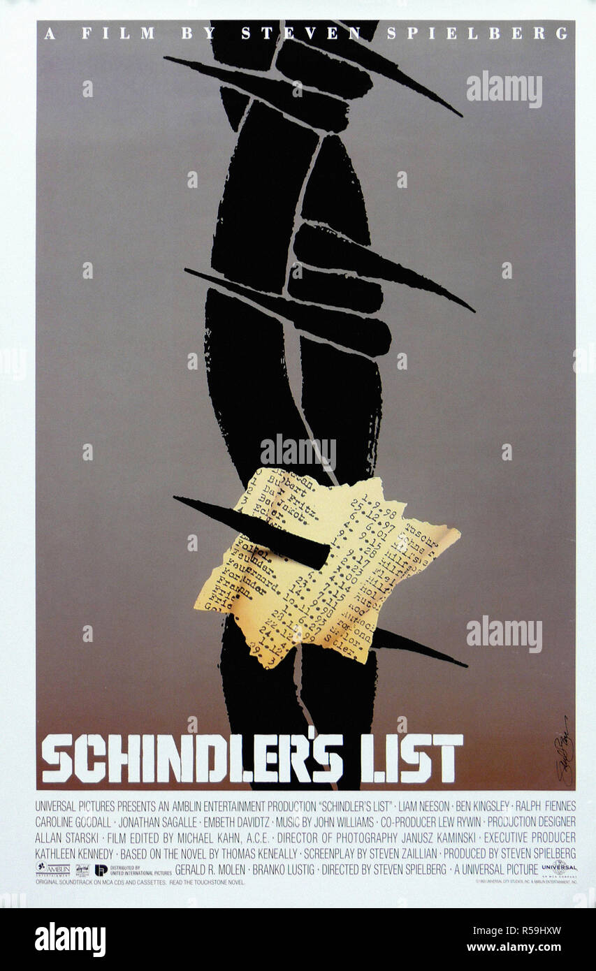 Schindler's List Original Movie Poster Stock Photo Alamy