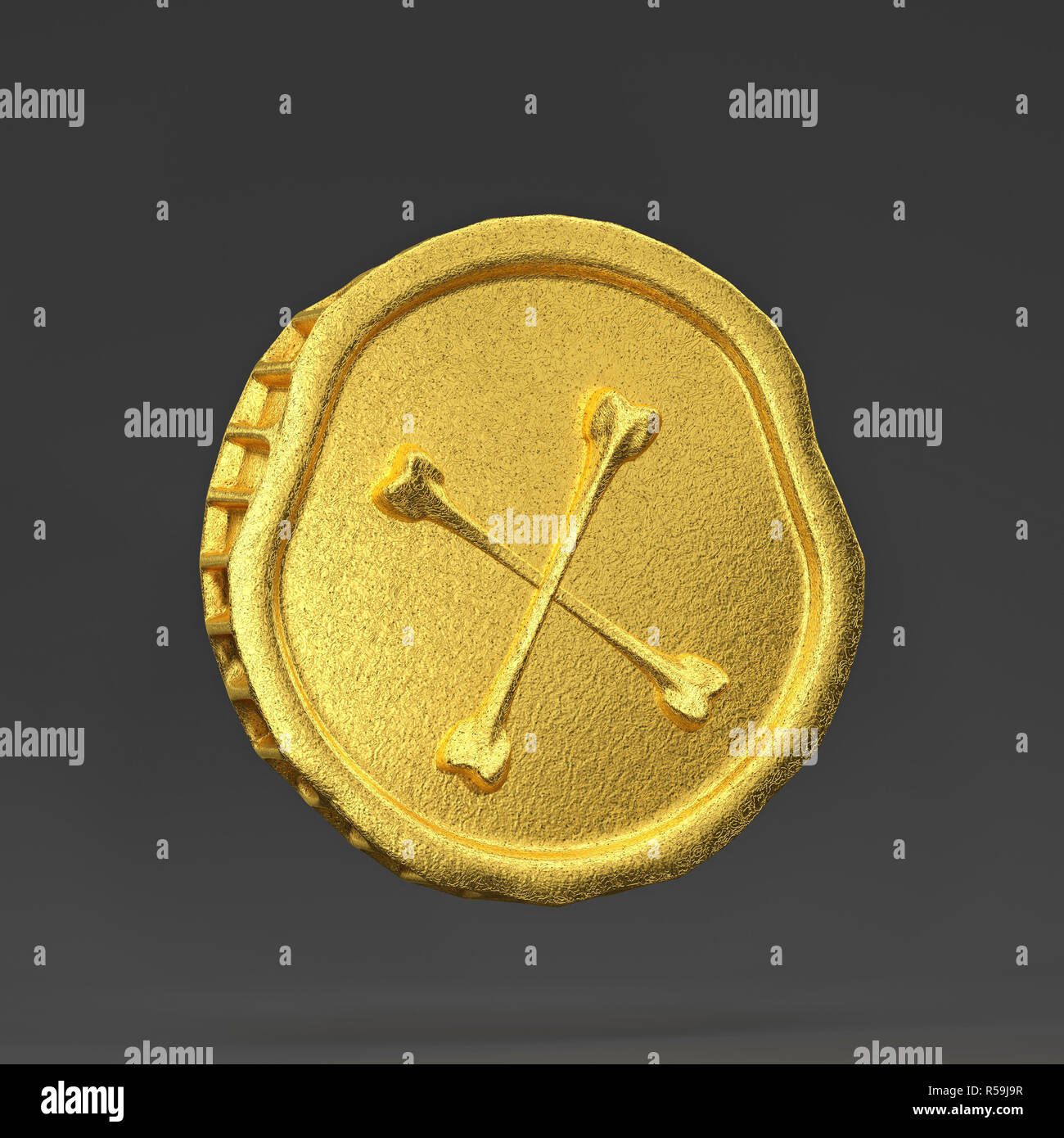 3d render illustration. Old golden coin Stock Photo - Alamy