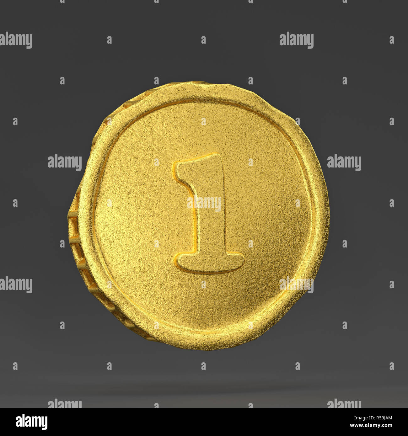 3d render illustration. Old golden coin Stock Photo - Alamy