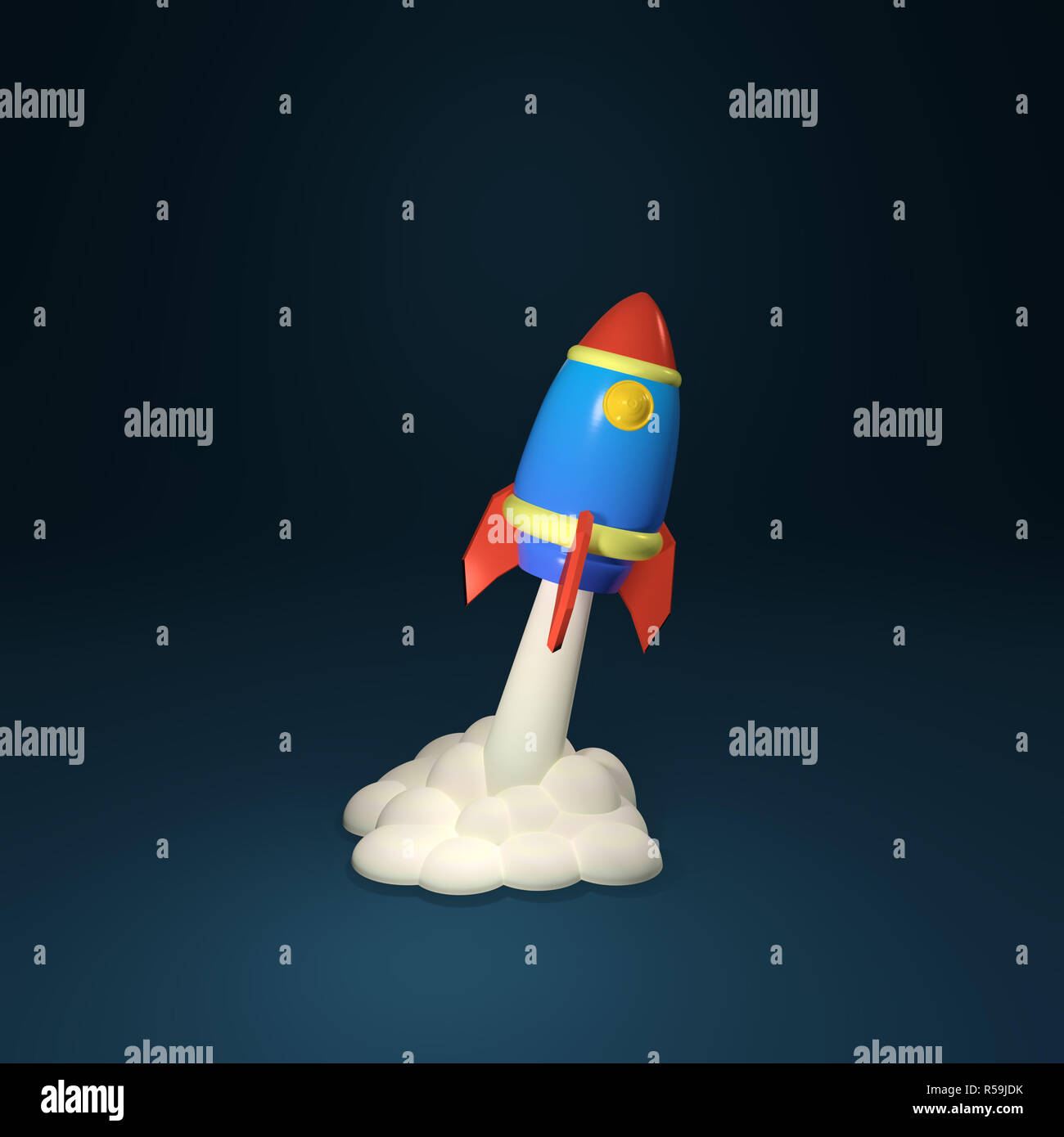 3D render Illustration. Cartoon space rocket sculpture Stock Photo - Alamy