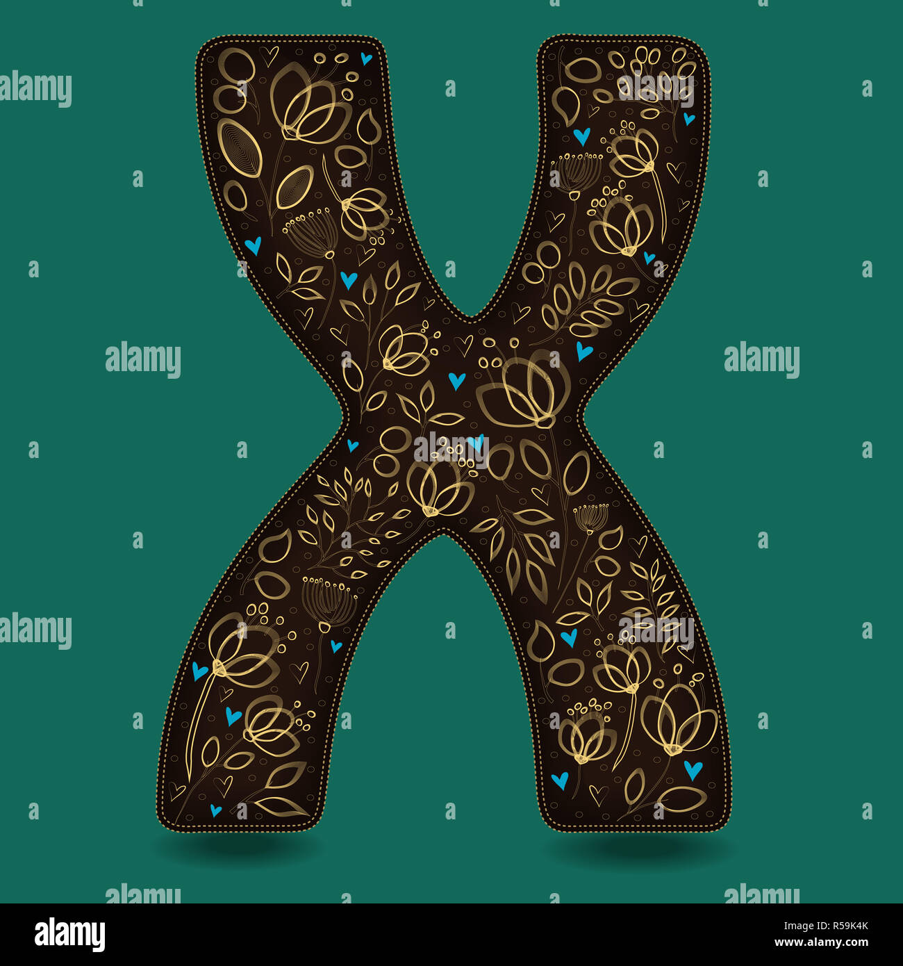 The Letter X with Golden Floral Decor Stock Photo Alamy