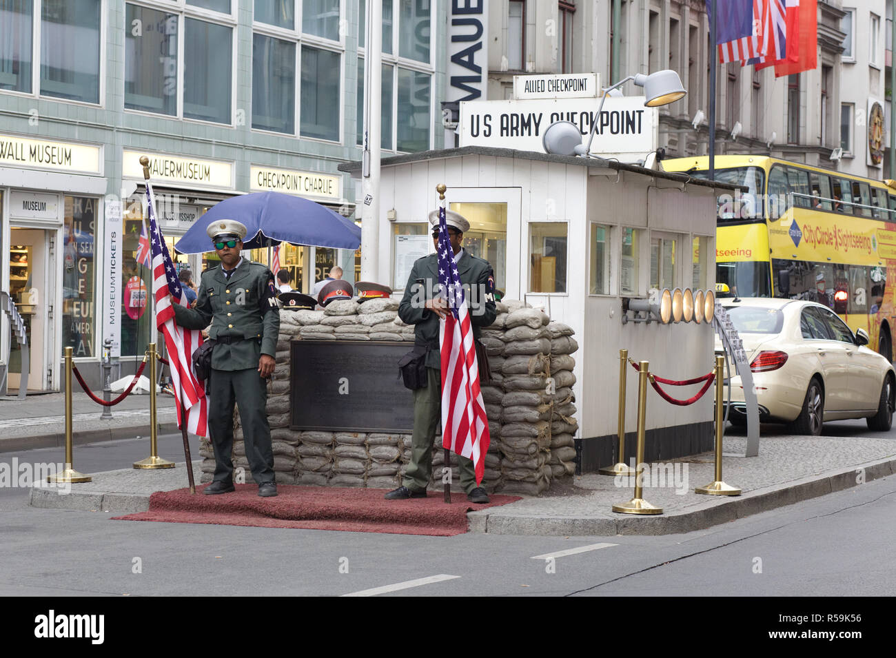 Actors at Check point Charlie Berlin Germany Stock Photo