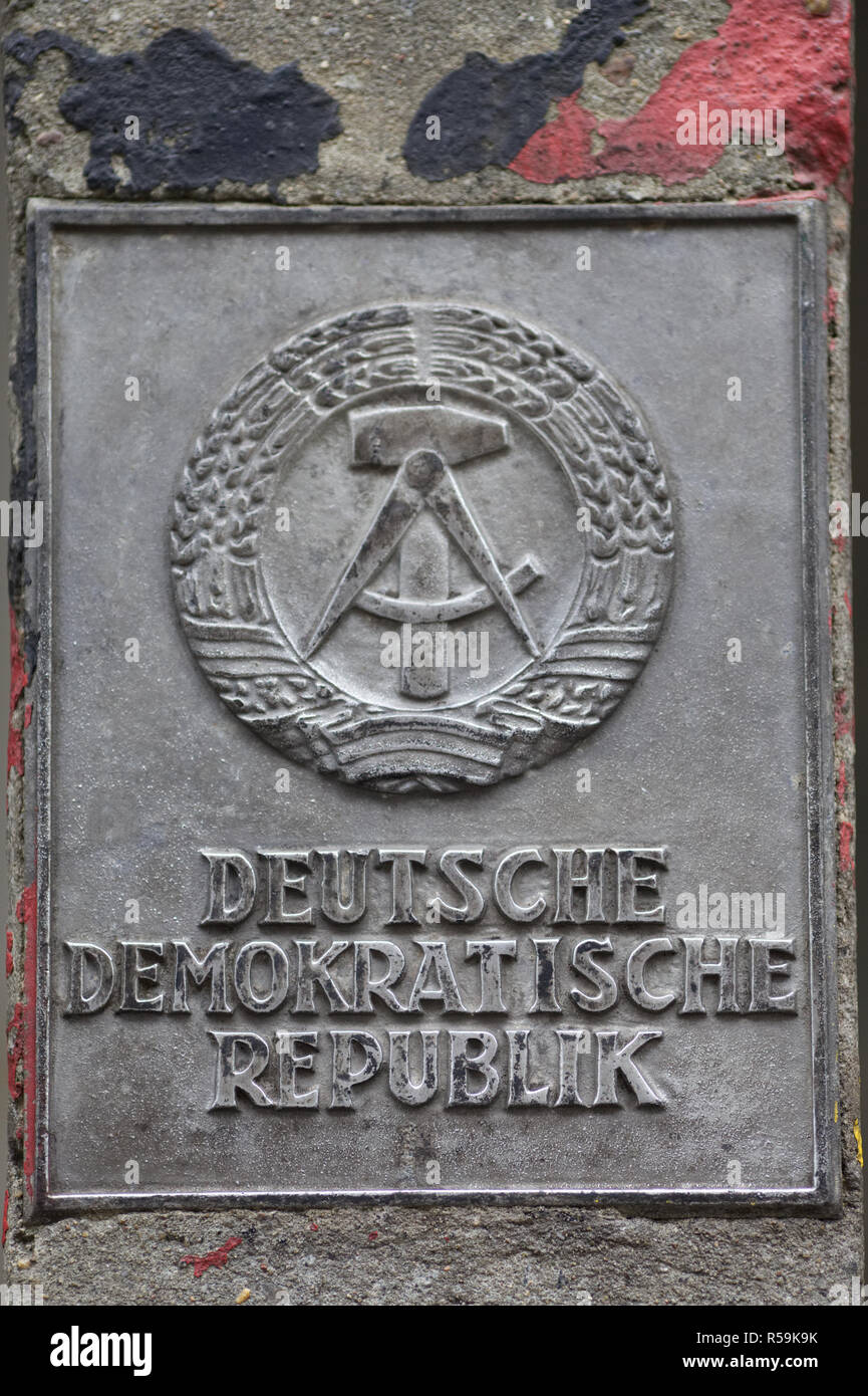 Deutsche demokratische republik plaque on part of the Berlin wall Germany Stock Photo