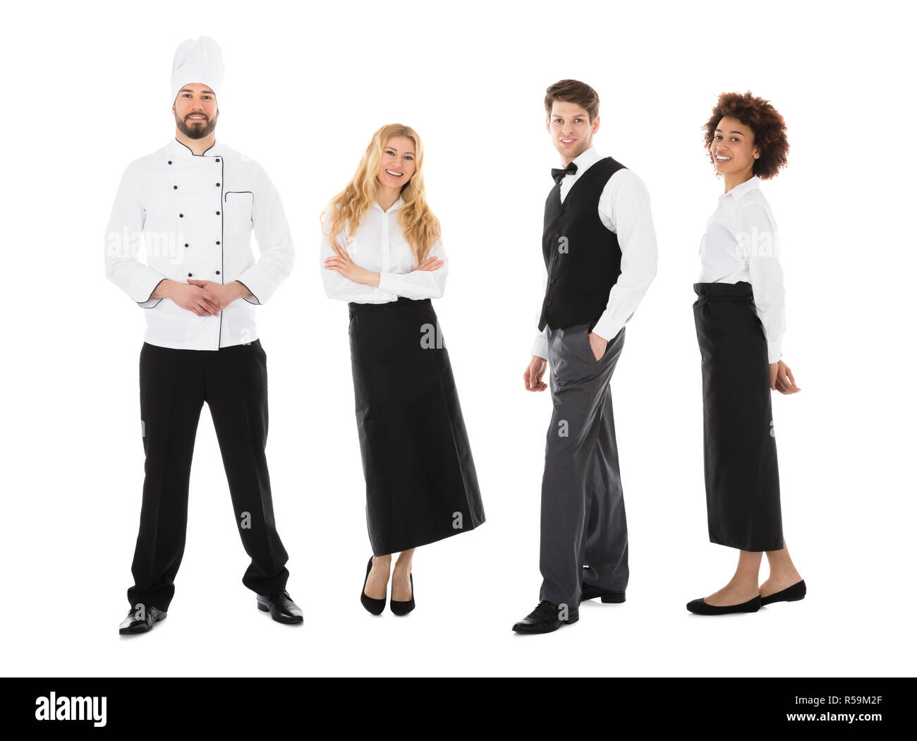 Portrait Of Happy Young Restaurant Staff Stock Photo