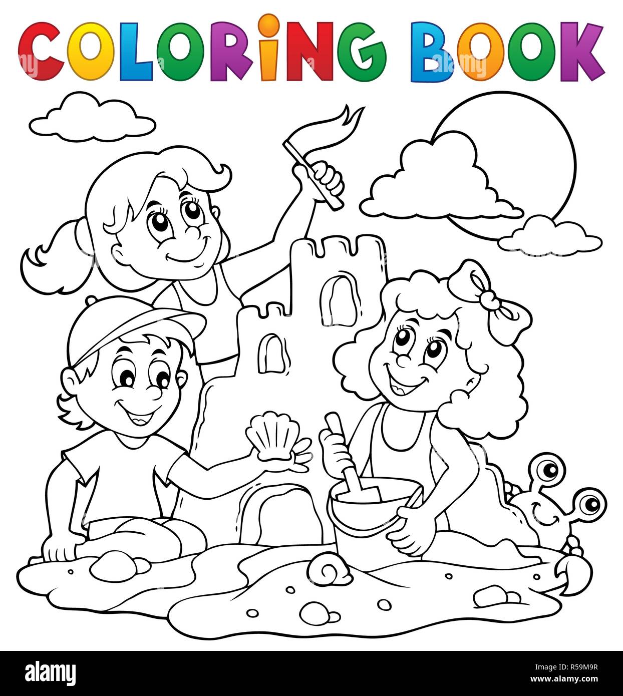 Coloring book children sand castle hi-res stock photography and images -  Alamy