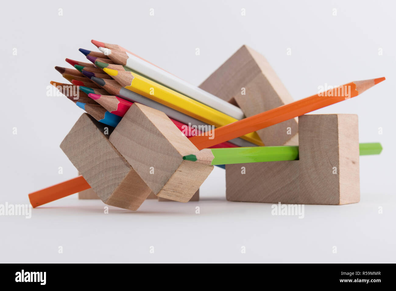 colored pencils on a white background Stock Photo