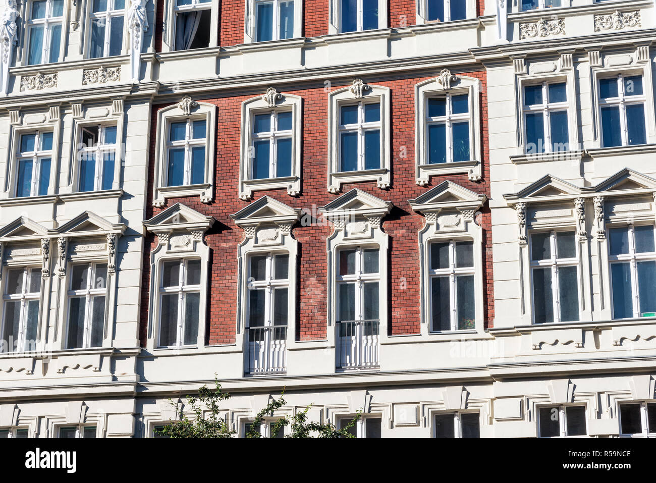 facade of an old renovated residential building in berlin Stock Photo