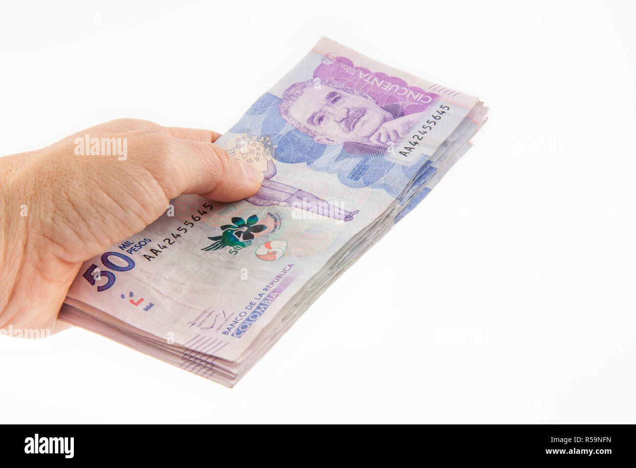 Woman handling money Stock Photo Alamy