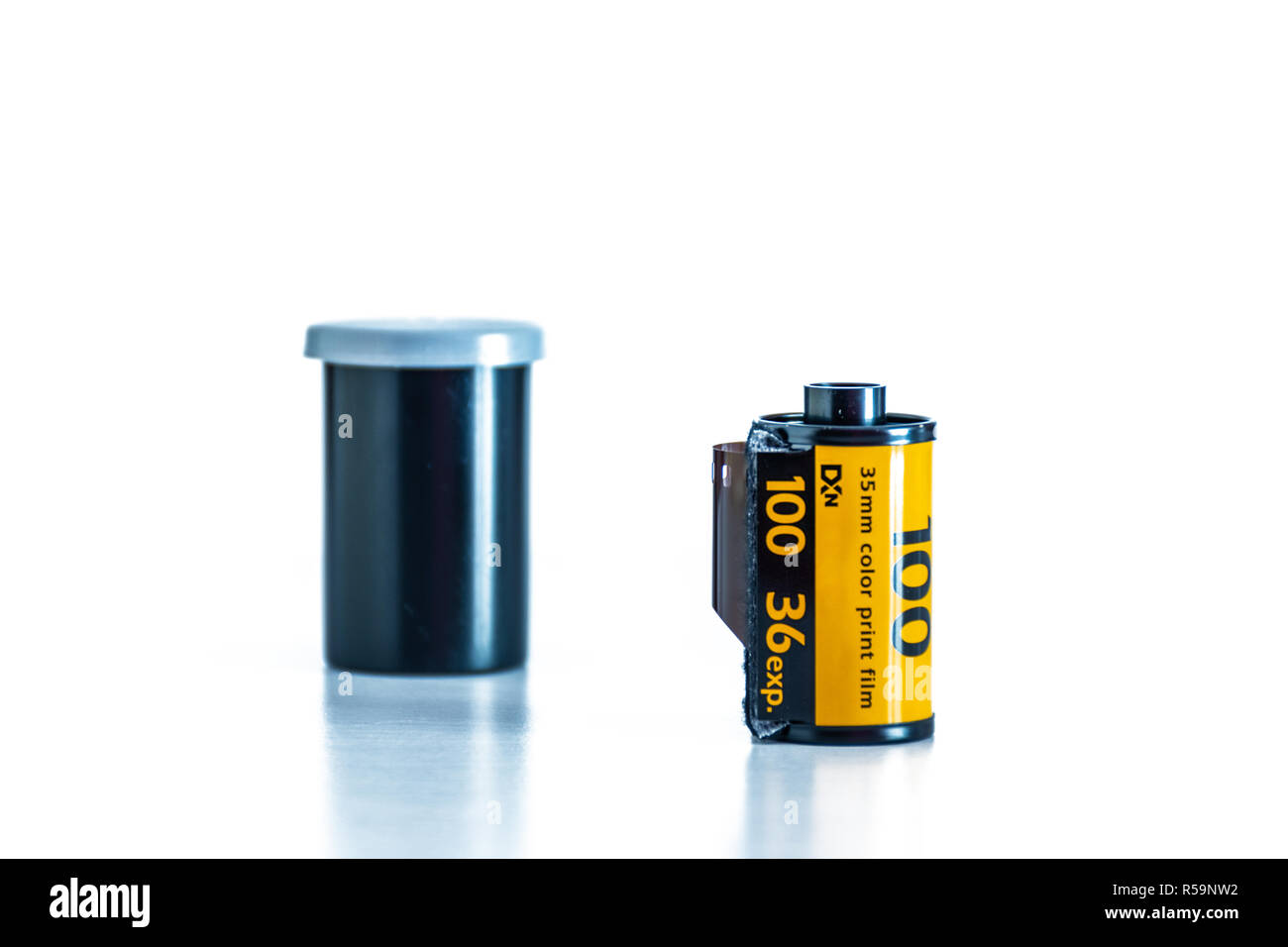 Old film cameras with the film reel Cut Out Stock Images & Pictures - Alamy