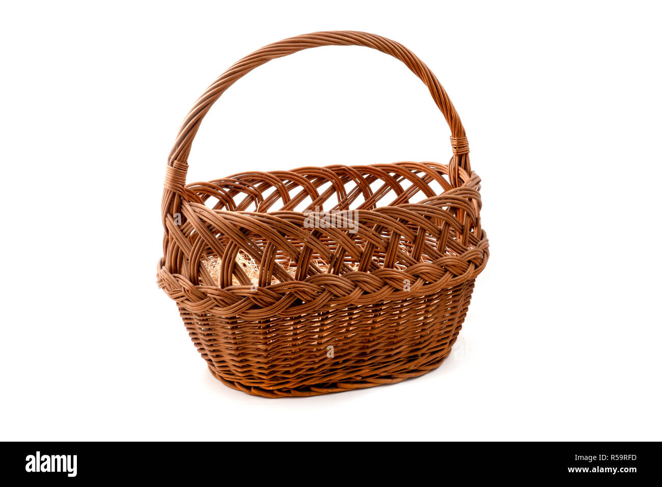 Wicker basket on a white background Stock Photo