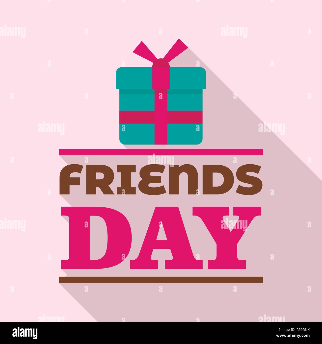 Gift box friends day logo. Flat illustration of gift box friends day