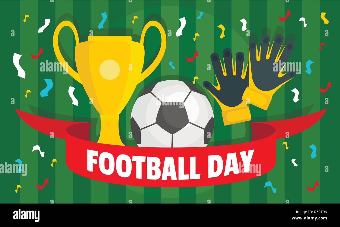 Holiday Football Day Concept Banner Flat Illustration Of Holiday