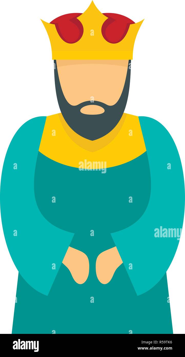 Blue king icon. Flat illustration of blue king vector icon for web design Stock Vector