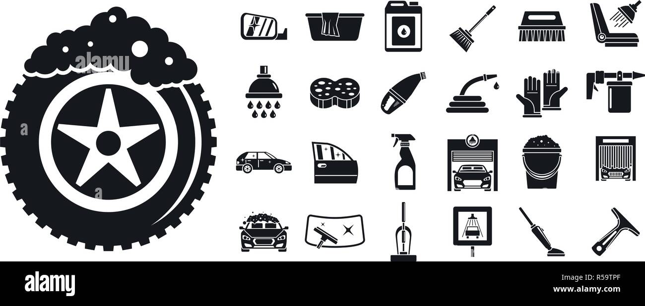 Cleaning car wash icon set. Simple set of cleaning car wash vector ...