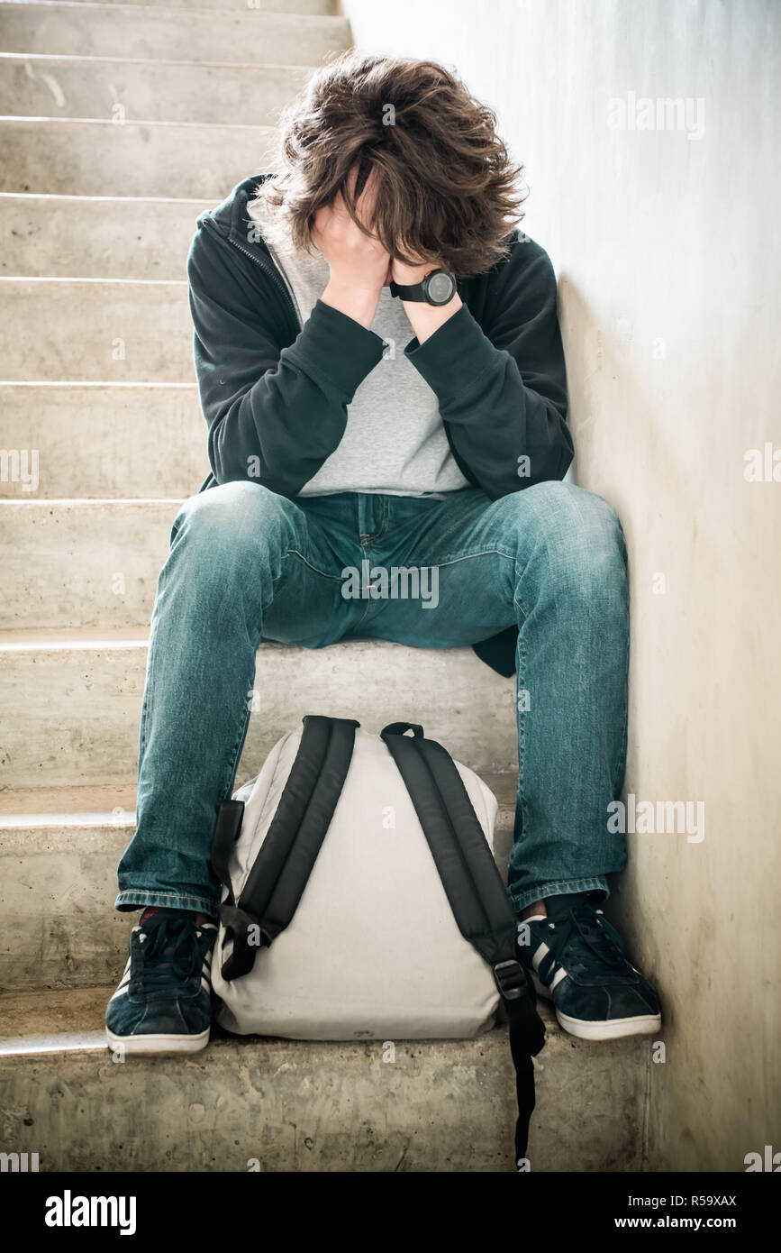 Depressed teenage boy Stock Photo Alamy