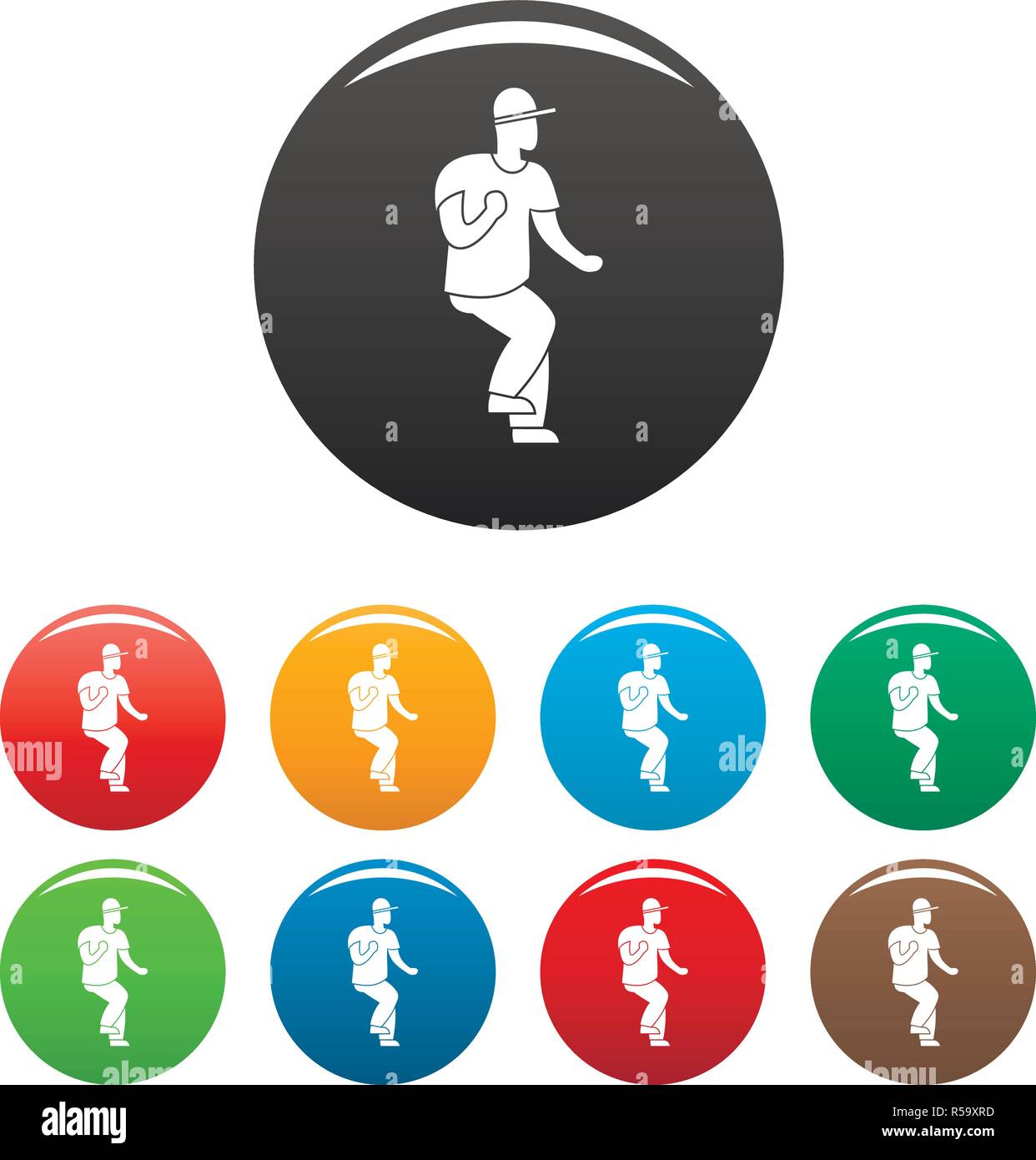 Hip hop dancer icons set 9 color vector isolated on white for any Hip hop dancer icons set 9 color vector isolated on white for any