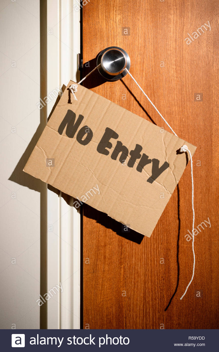 No Entry Sign Hanging On A Door Stock Photos & No Entry Sign Hanging On ...