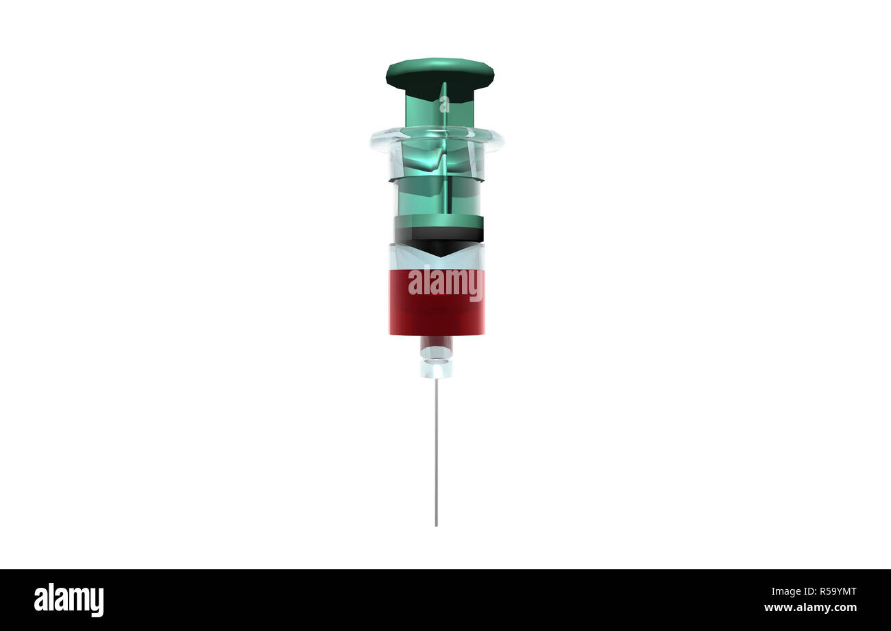 syringe with cannula and blood free Stock Photo Alamy