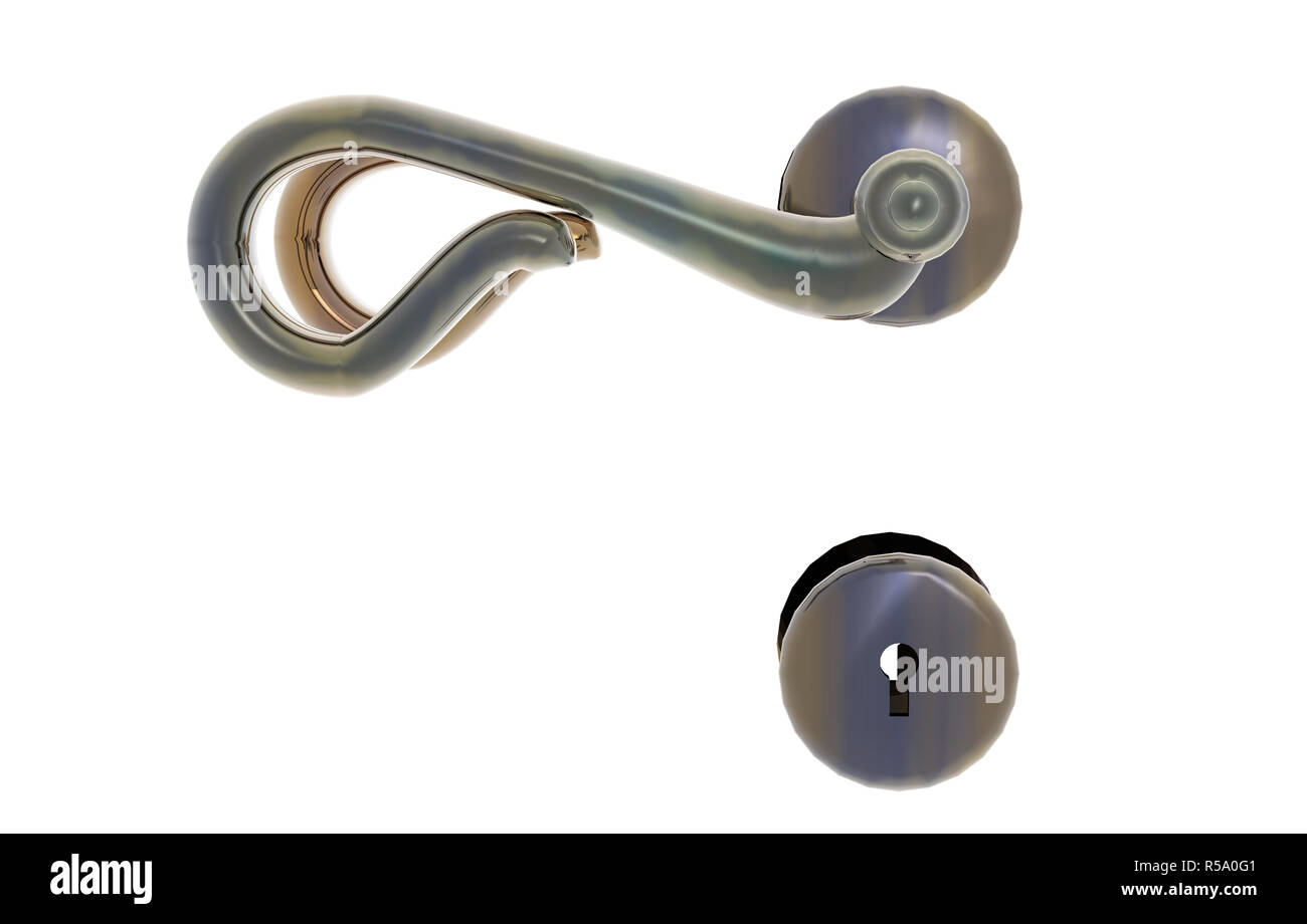 curved door handle with keyhole free Stock Photo