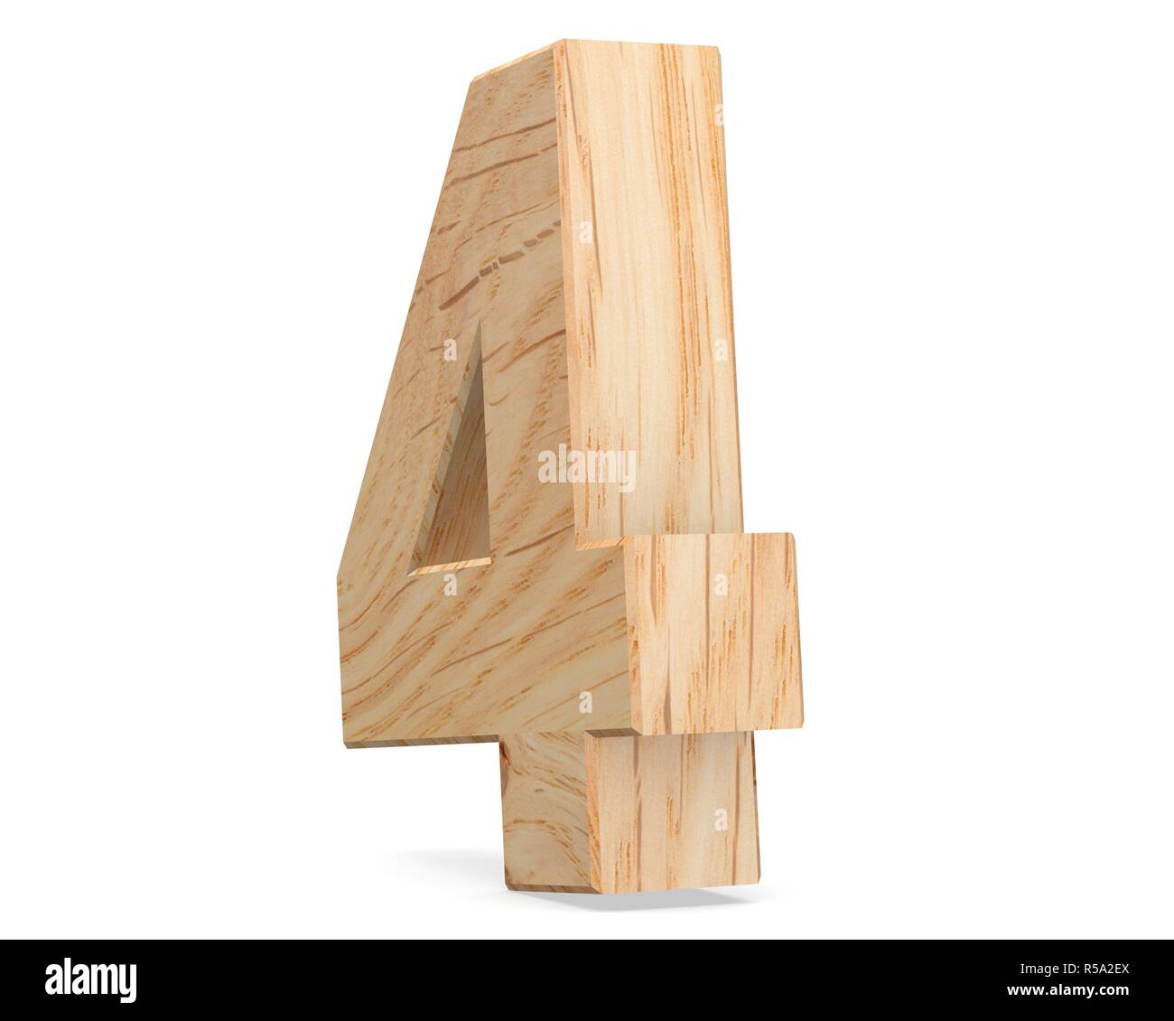Decorative wooden alphabet digit zero symbol - 4. 3d rendering ...