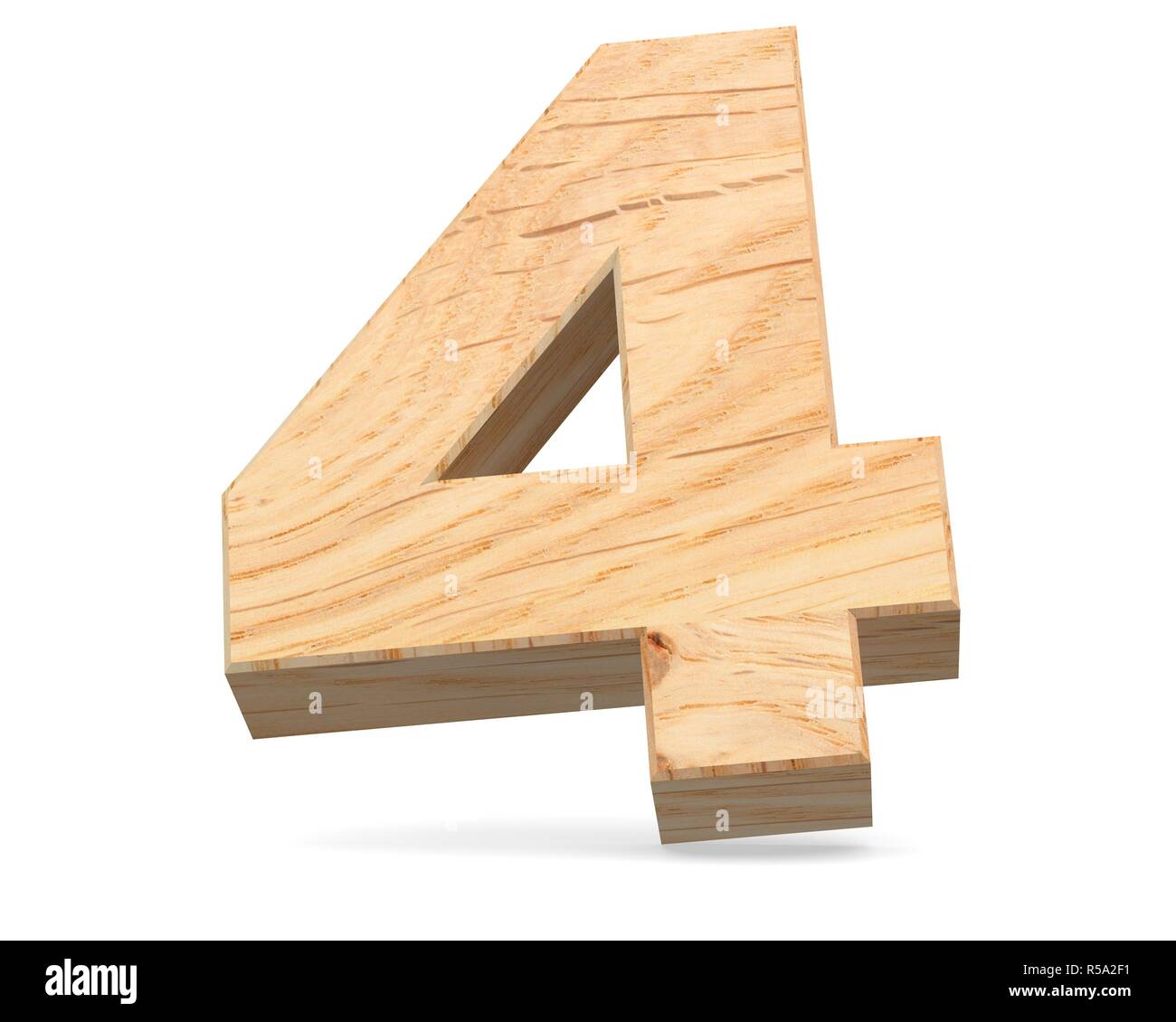 Decorative wooden alphabet digit zero symbol - 4. 3d rendering ...