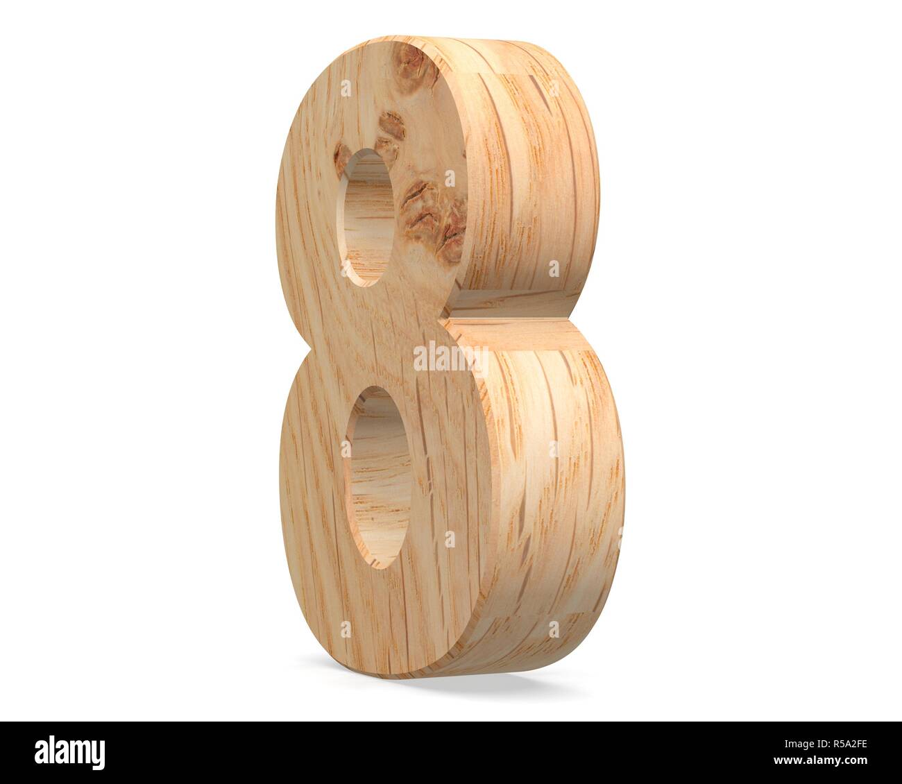 Decorative wooden alphabet digit zero symbol - 8. 3d rendering ...