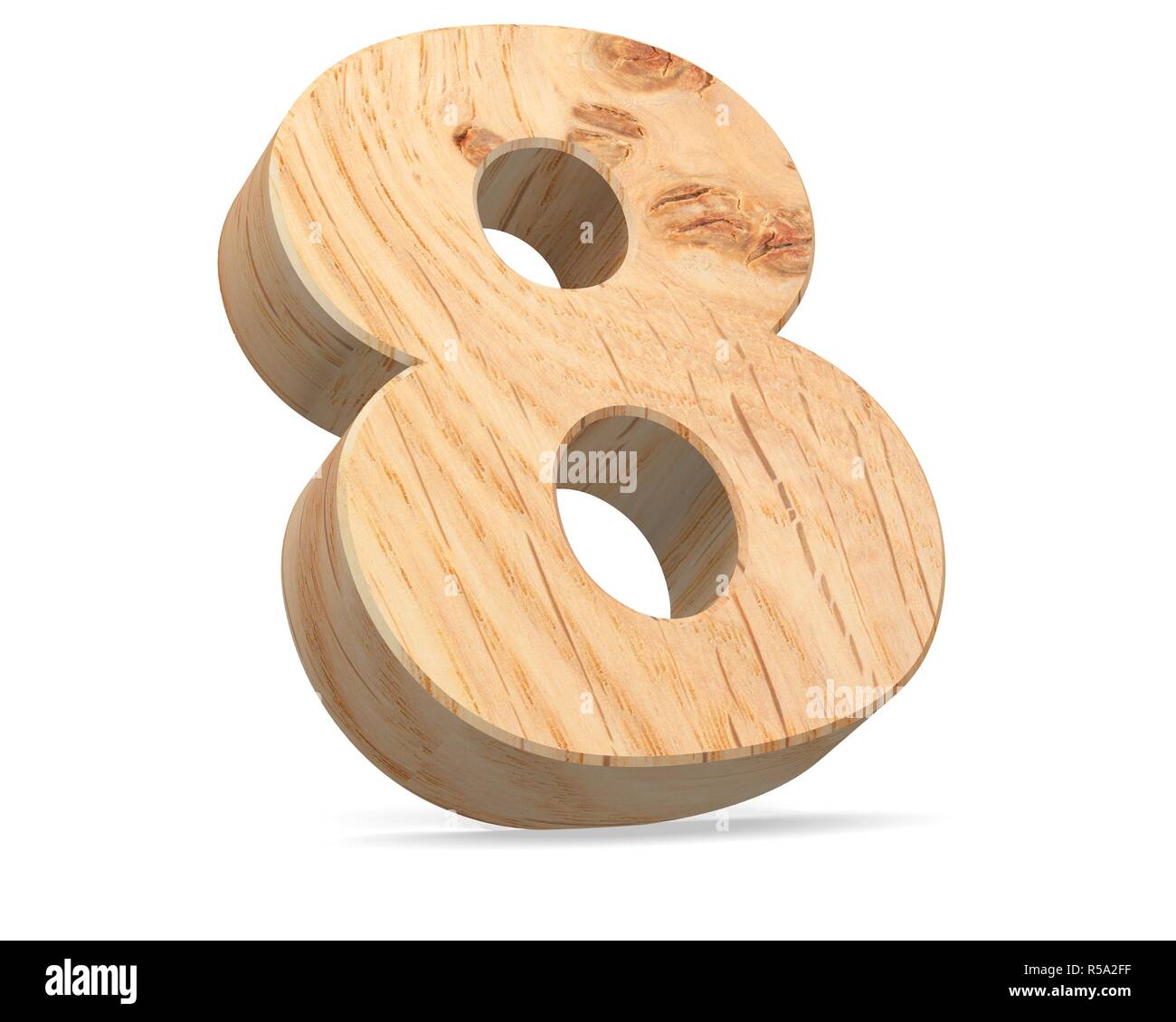 Decorative wooden alphabet digit zero symbol - 8. 3d rendering ...