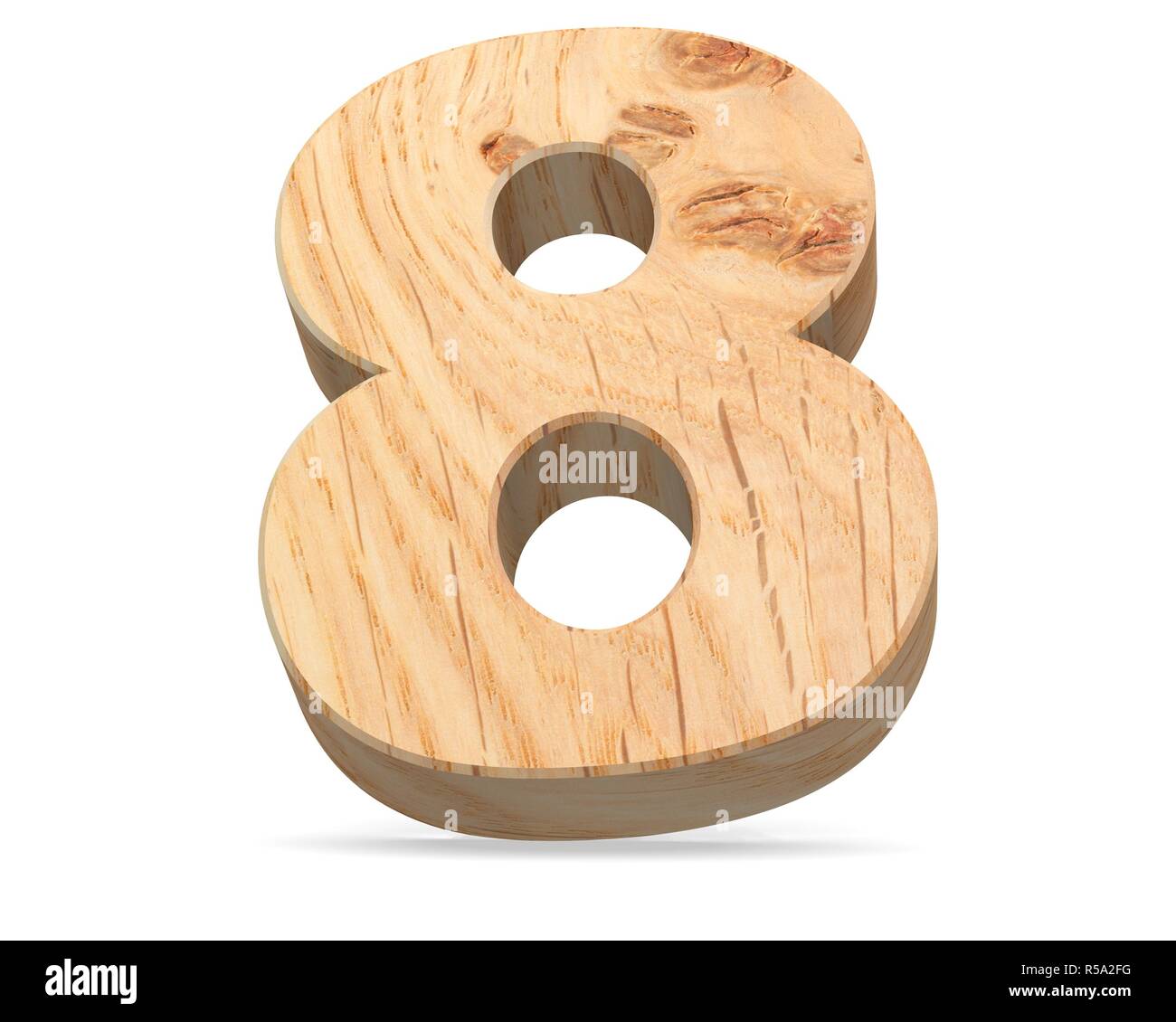 Decorative wooden alphabet digit zero symbol - 8. 3d rendering ...