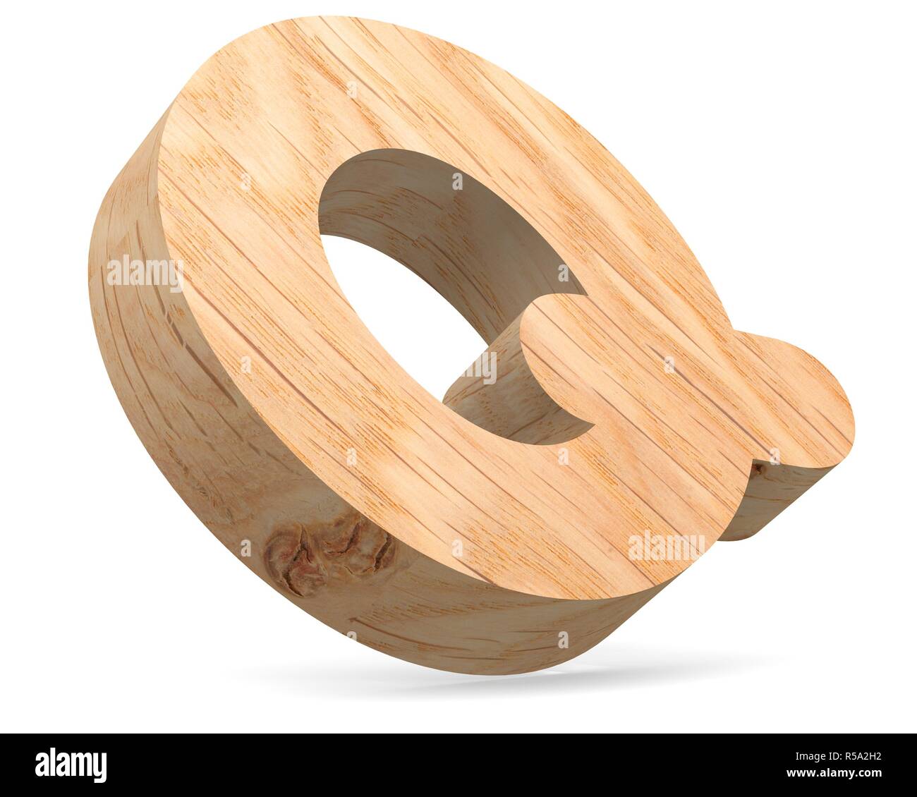3d Decorative Wooden Alphabet Capital Letter Q Stock Photo