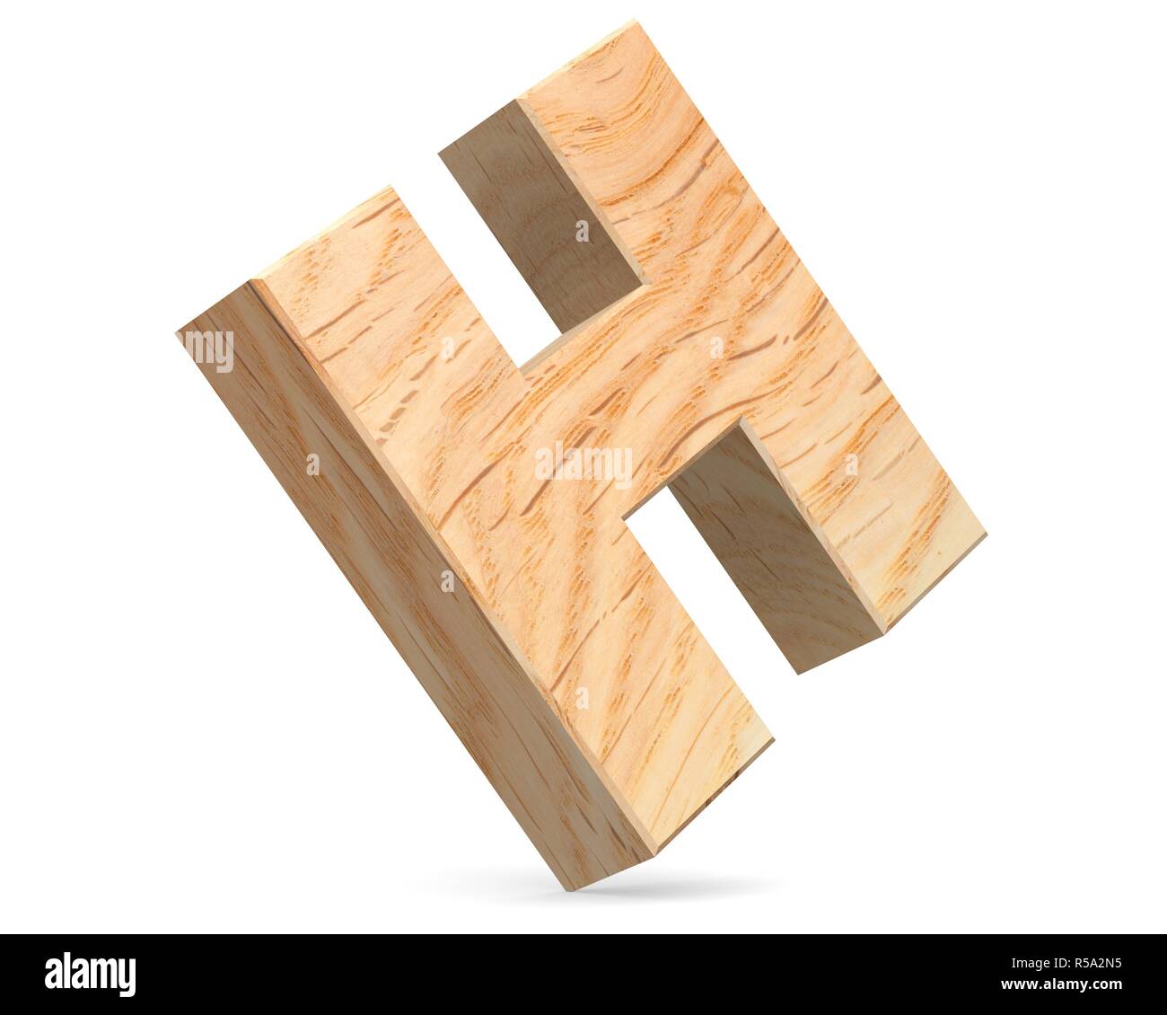 3d Decorative Wooden Alphabet Capital Letter H Stock Photo