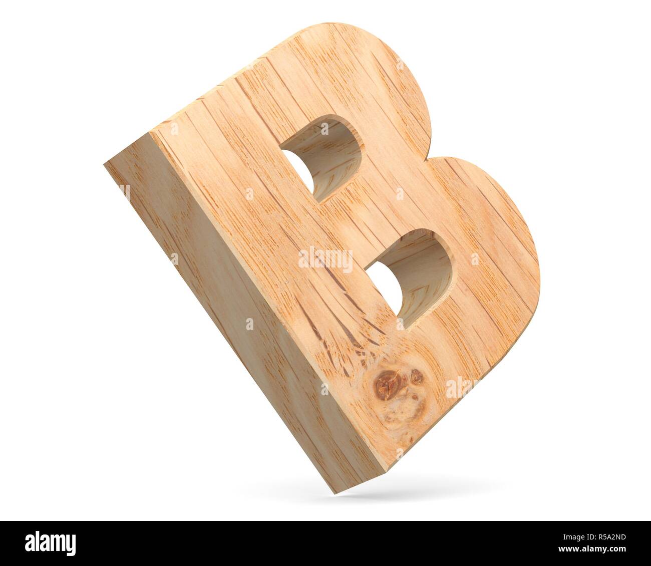 3d Decorative Wooden Alphabet Capital Letter B Stock Photo