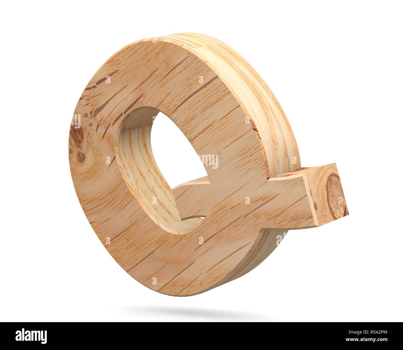 3d Decorative Wooden Alphabet Capital Letter Q Stock Photo