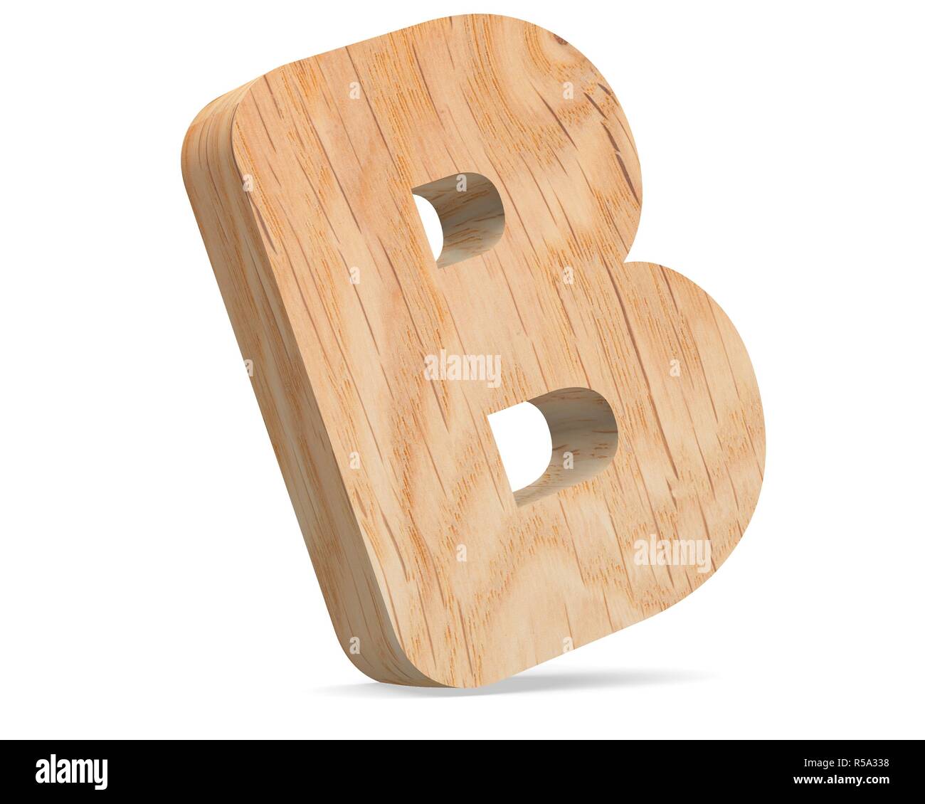 3d Decorative Wooden Alphabet Capital Letter B Stock Photo