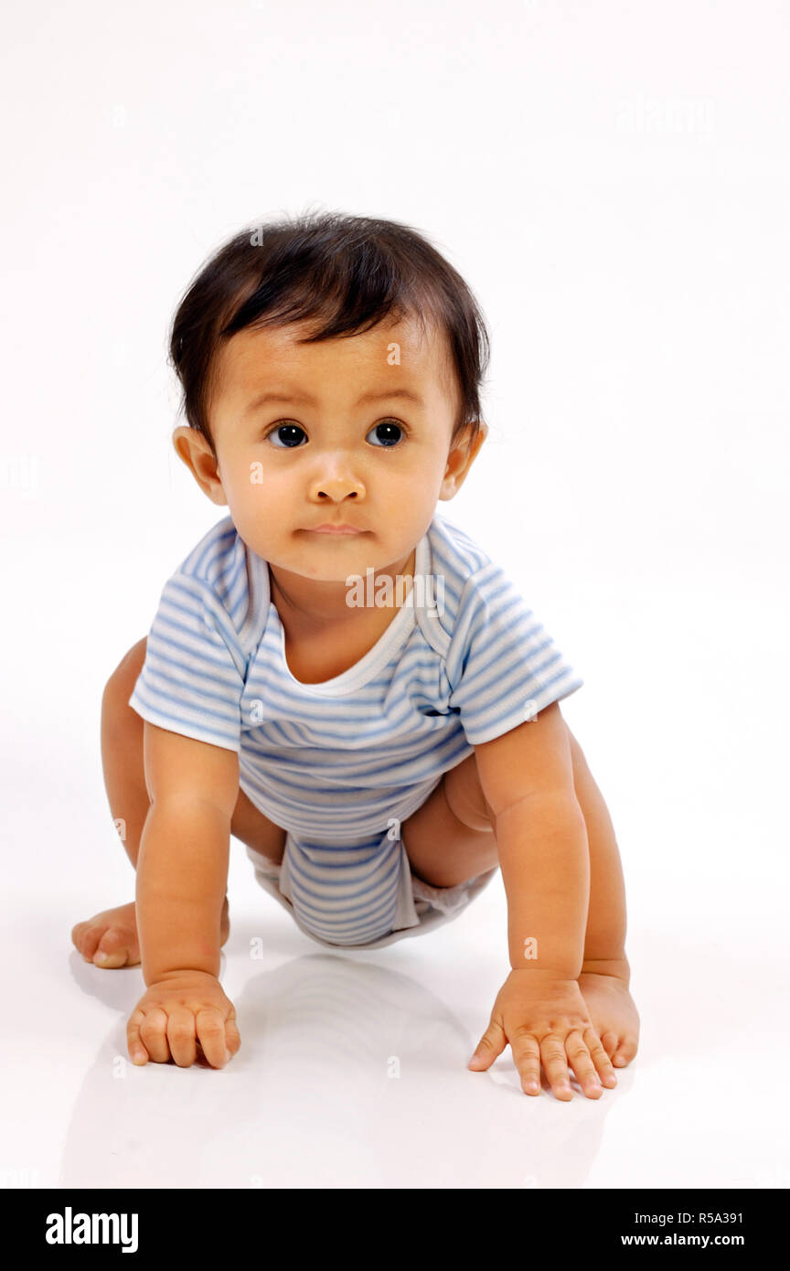 Baby Crawling in the Studio Stock Photo Alamy