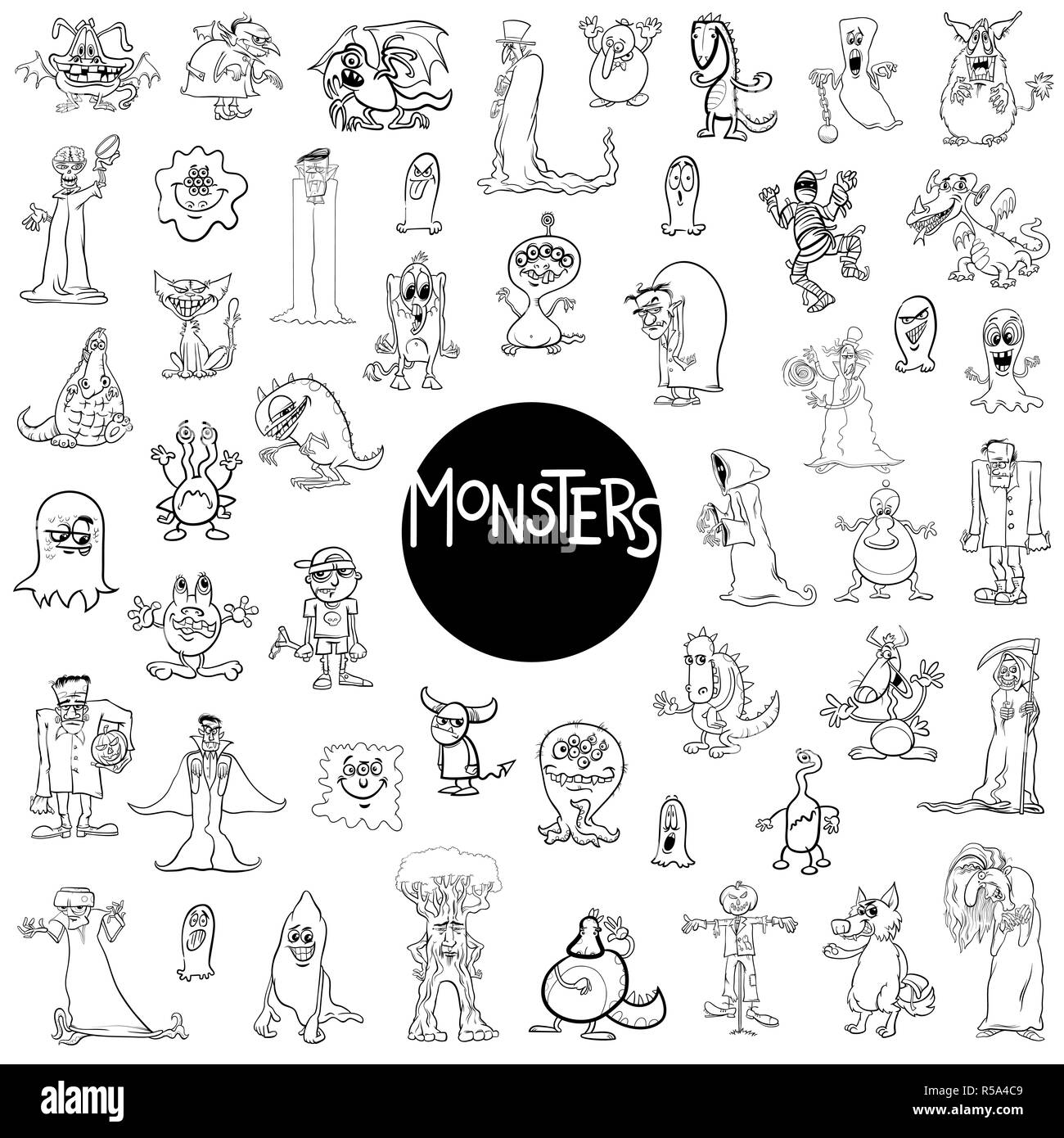 Monster set Black and White Stock Photos Images Alamy
