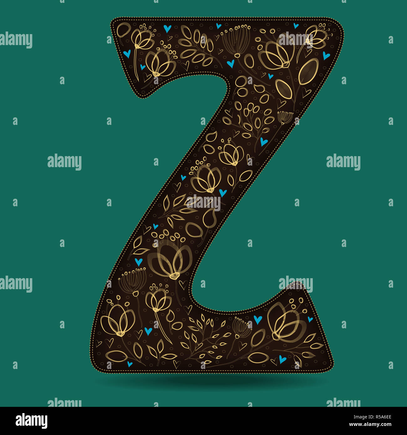 The Letter Z with Golden Floral Decor Stock Photo Alamy