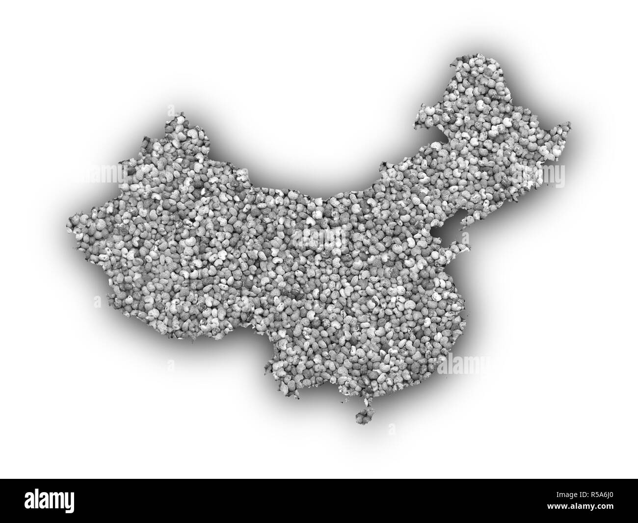 map of china on poppy Stock Photo