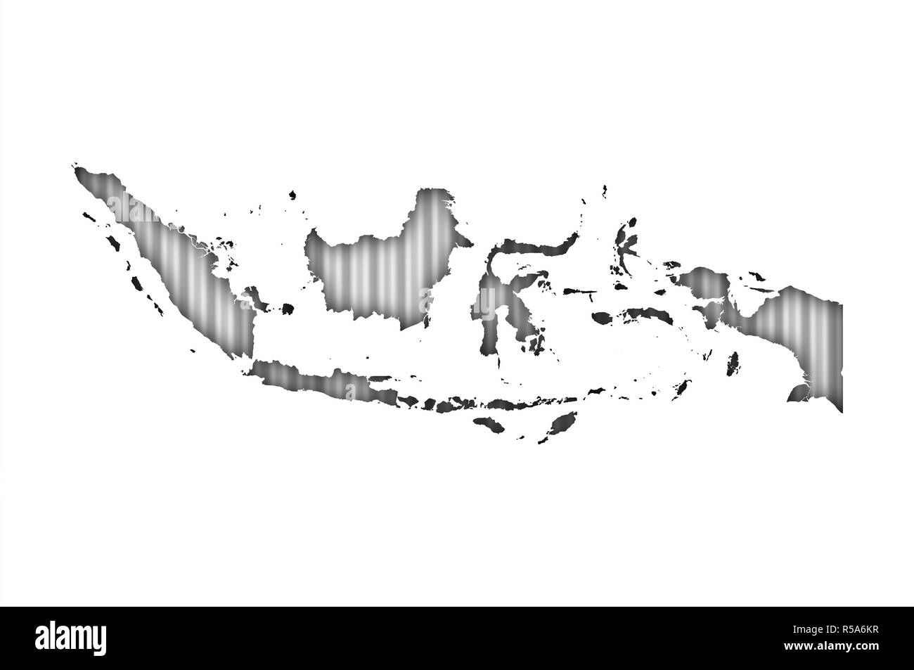 map of indonesia on corrugated iron Stock Photo