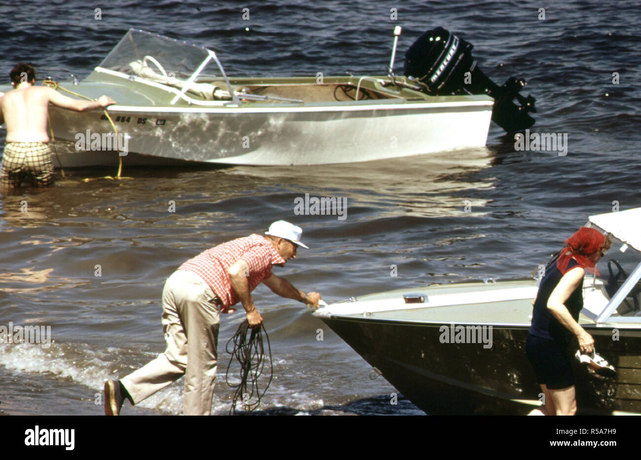 1973 - Public Boat Launch. Each Community Along the Columbia River Has a Public Launching Ramp 05/1973 Stock Photo