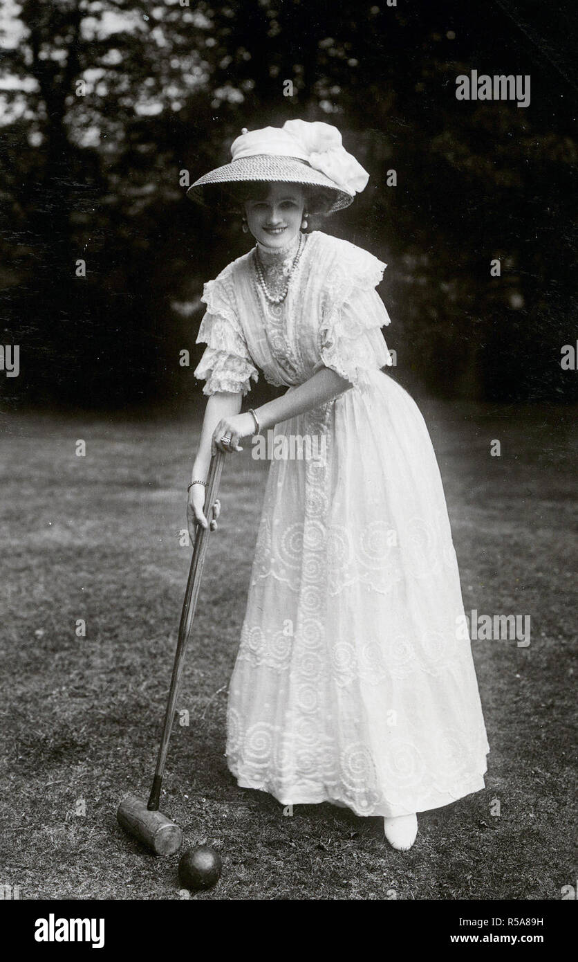 Miss Gertie Millar playing croquet ca. 1910-1919  Credit: UBC Library Stock Photo