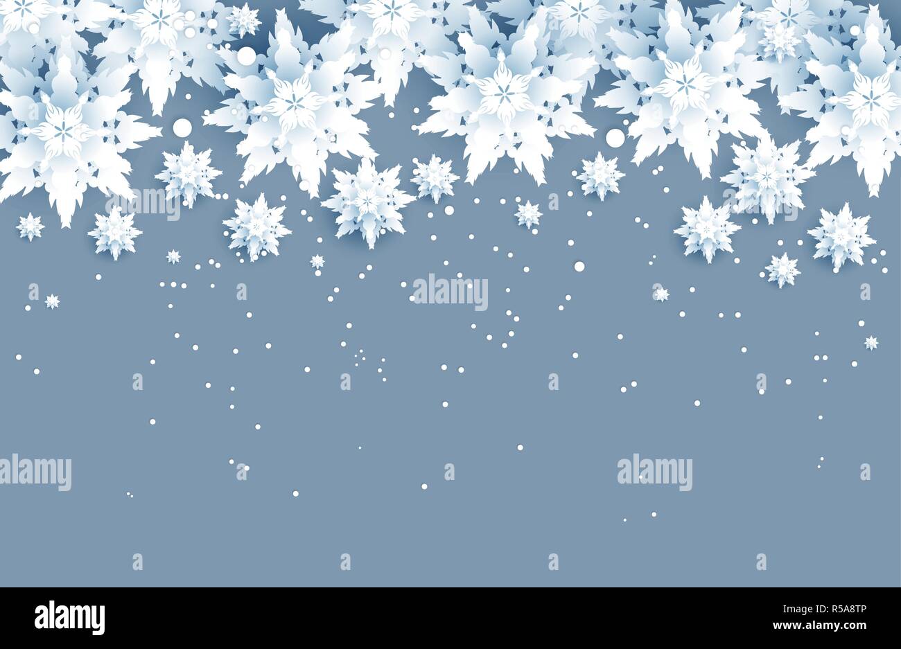 Winter holiday realistic paper cut snowflakes. Snow christmas ...