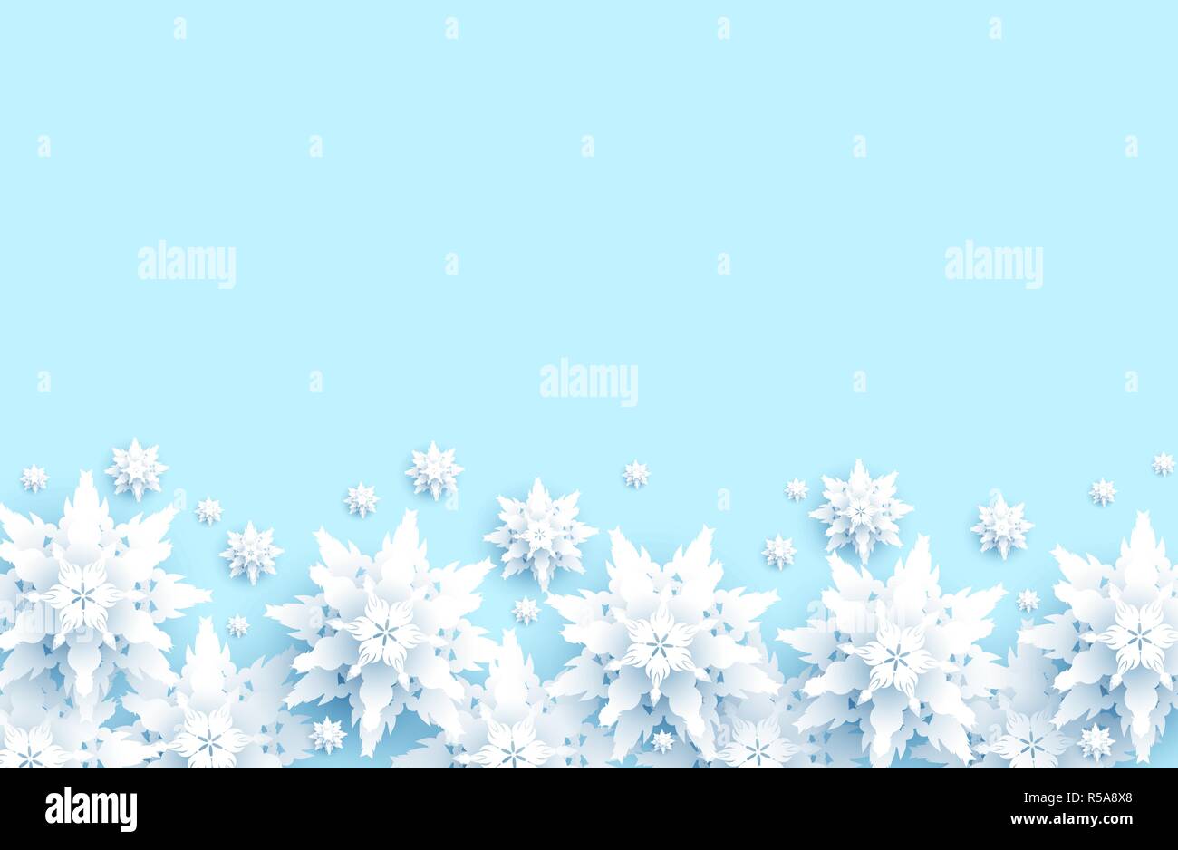 Winter holiday realistic paper cut snowflakes. Snow christmas ...